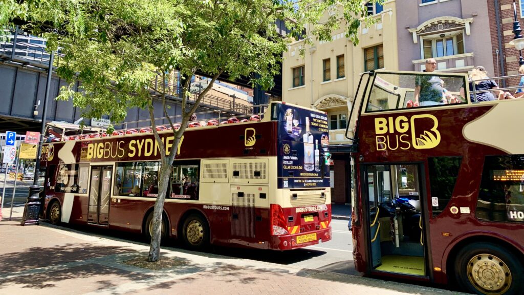 Open-top double-decker bus from the Big Bus Sydney sightseeing tour