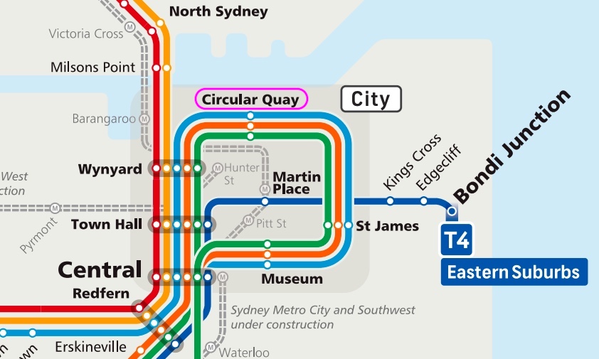 Sydney city rail network map