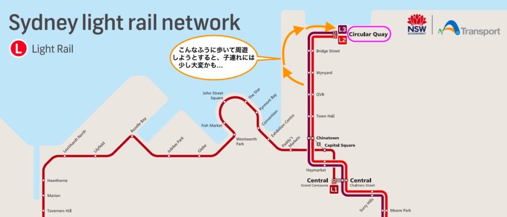 シドニーのライトレール路線図