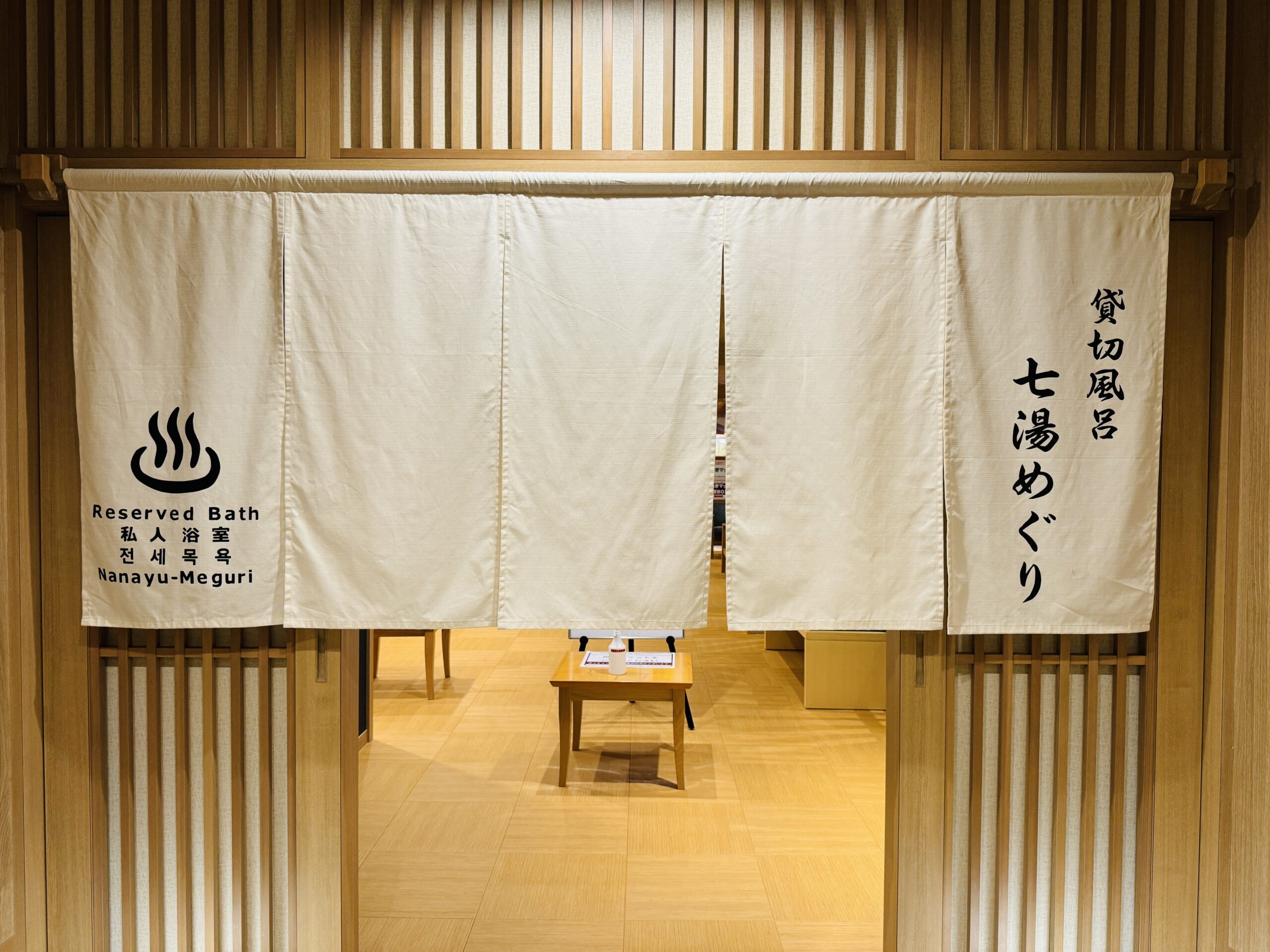 Entrance to the private onsen area with a variety of baths at Shuzenji Onsen Katsuragawa