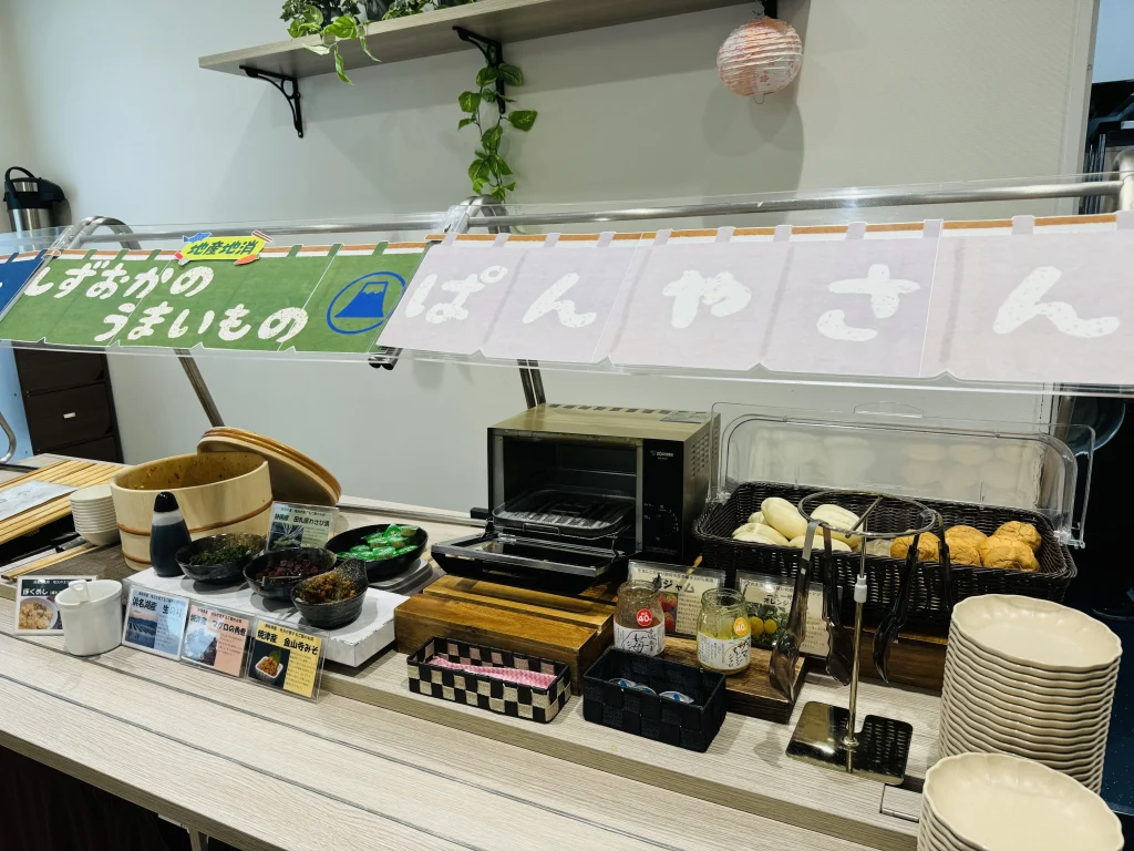 Japanese and Western-style breakfast buffet at Kuretake Inn Premium Shizuoka Annex