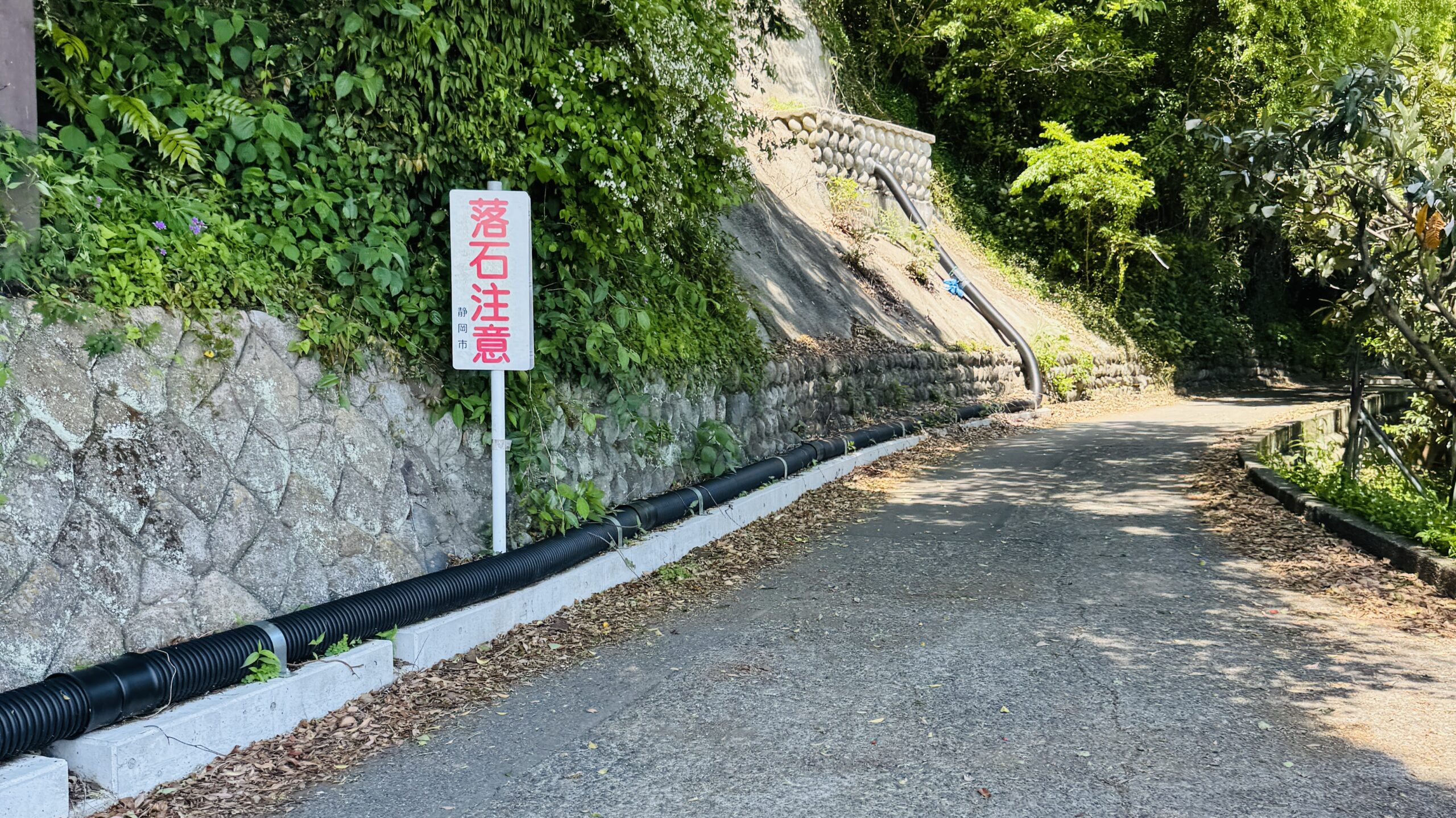Narrow road leading to the Satta Pass parking area from the Yui side