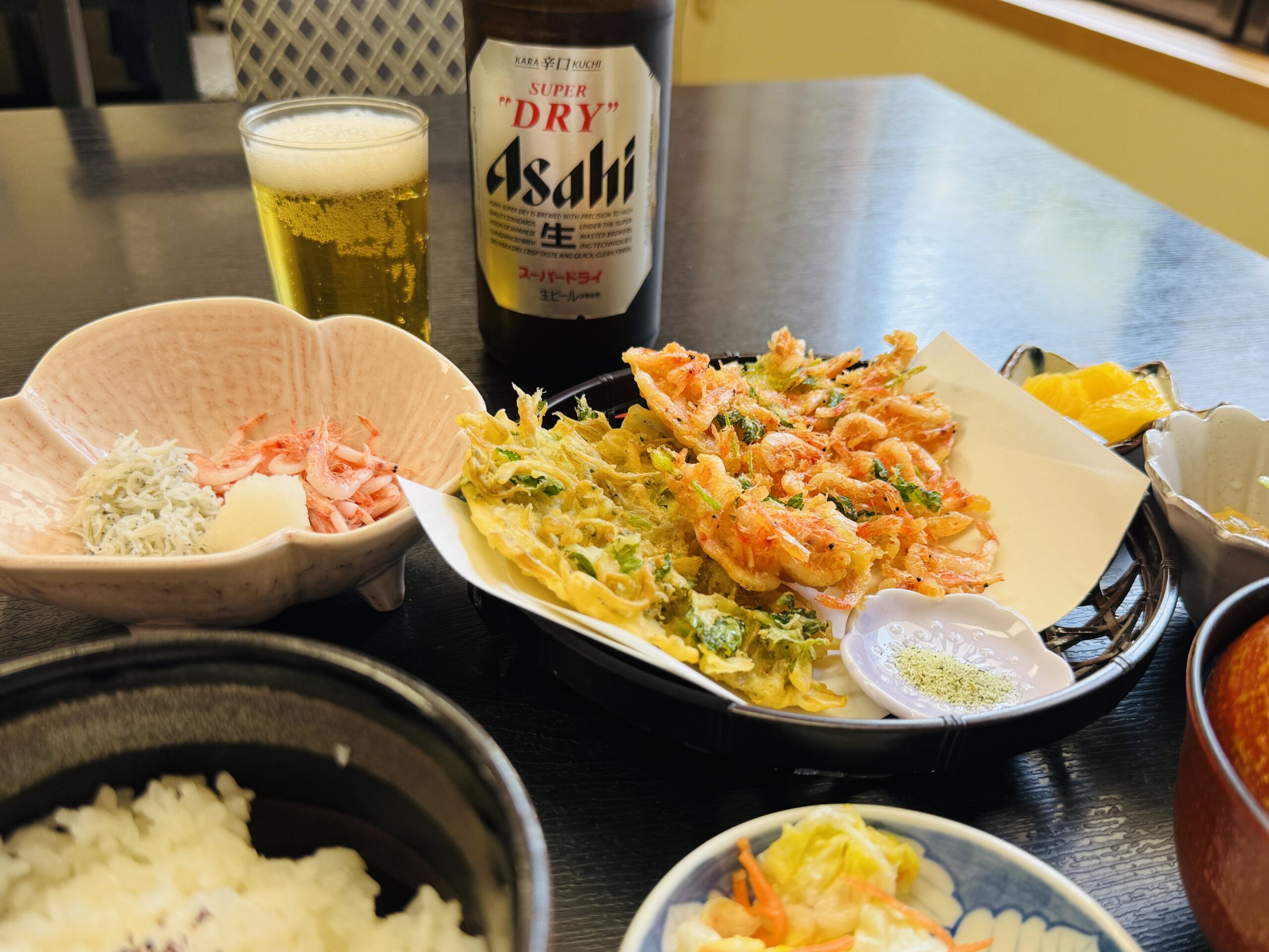 Sakura shrimp tempura served at a local restaurant near Yui Station after hiking Satta Pass