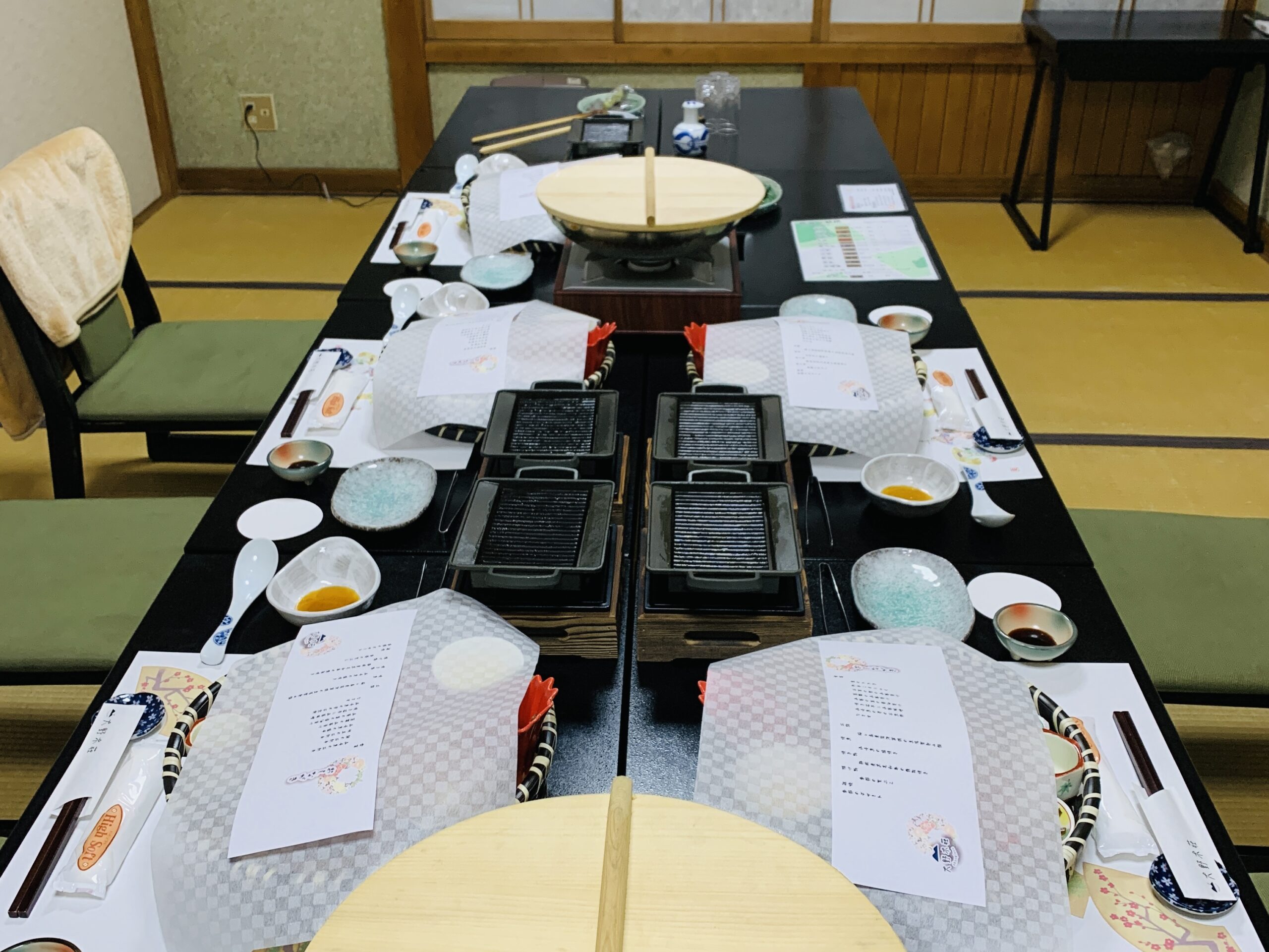 Dinner room at Ohnogiso Ryokan in Umegashima Konya Onsen, Shizuoka