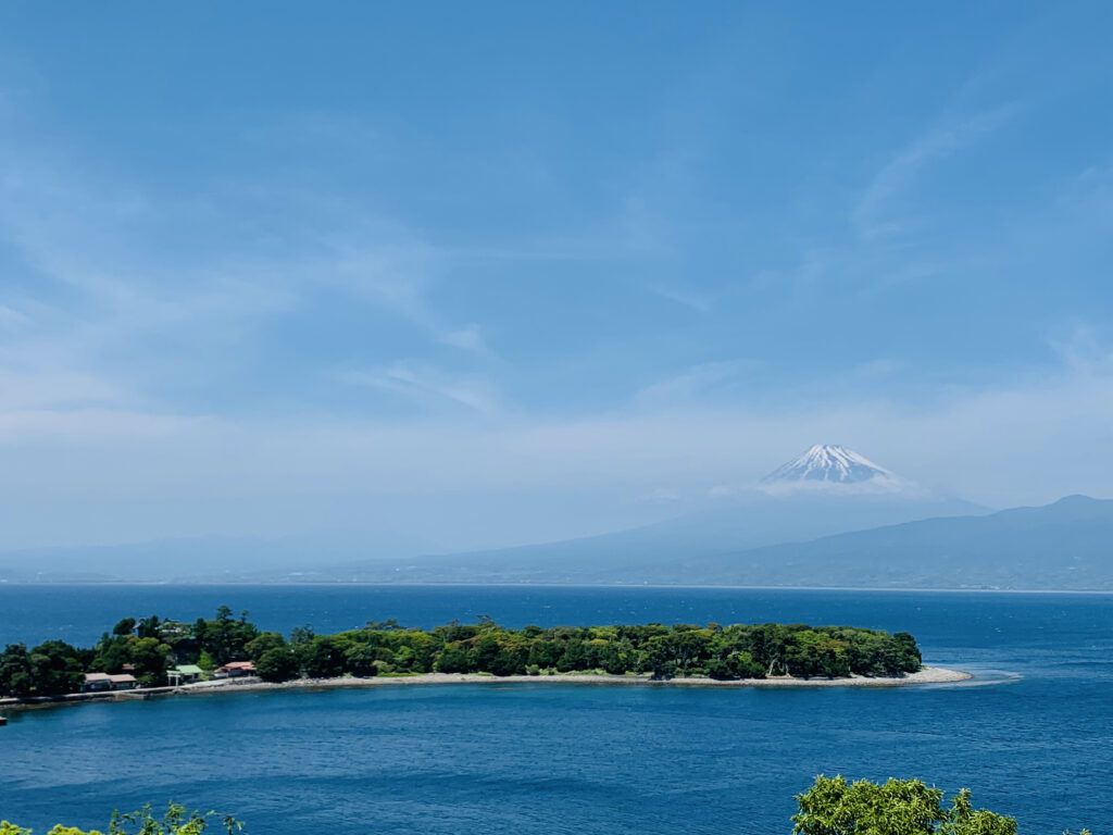 View of Mt. Fuji and the ocean near Umi no Hotel Isaba