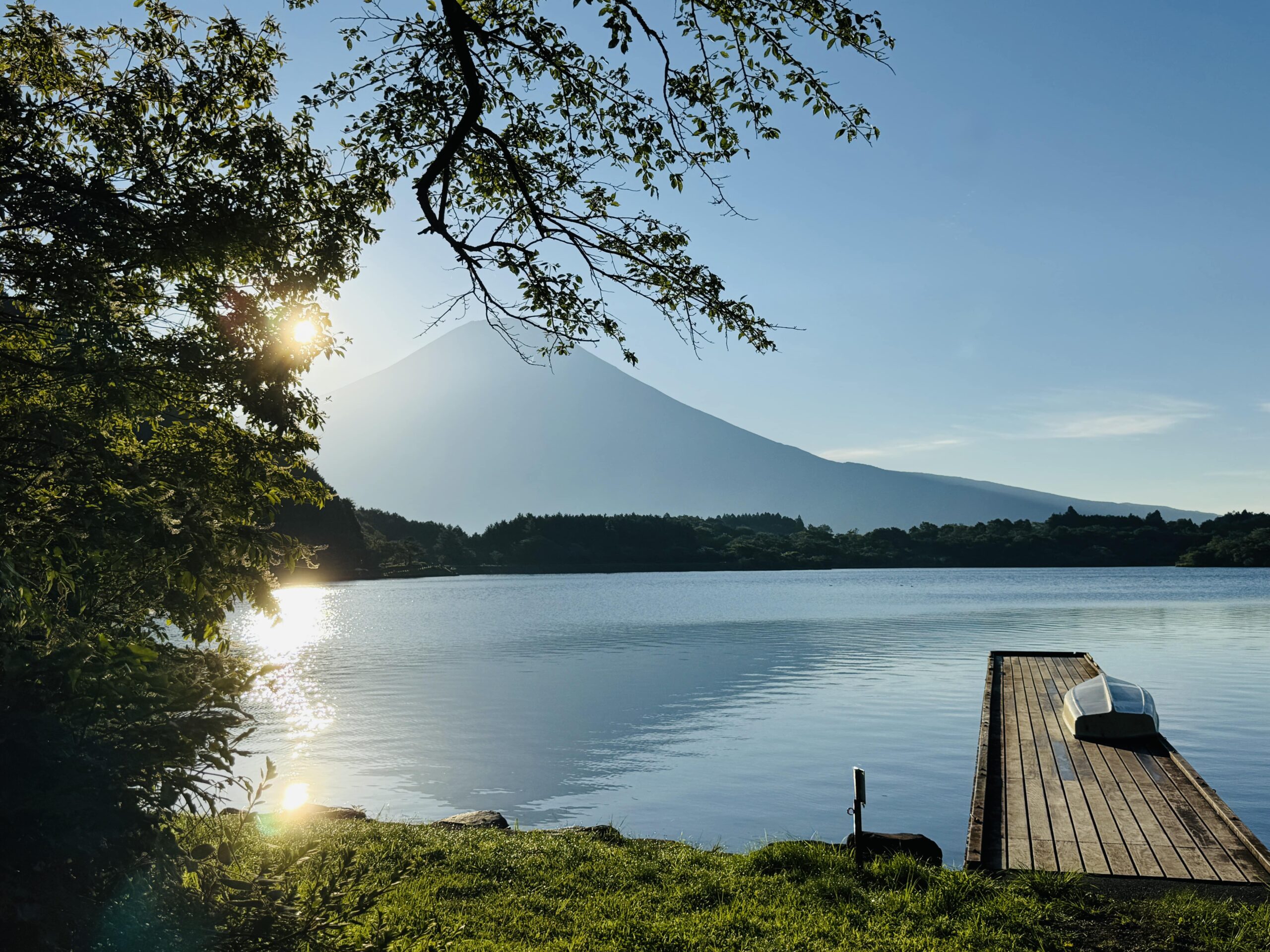 Mt. Fuji reflected on the surface of Lake Tanuki in Fujinomiya, Shizuoka