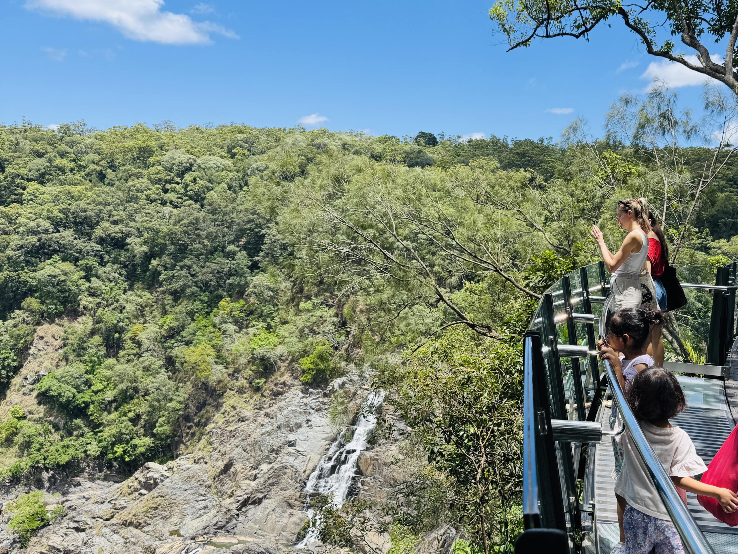 Barron Falls viewed from Skyrail’s Barron Falls Station, offering powerful flows in the wet season and striking rock formations in the dry.